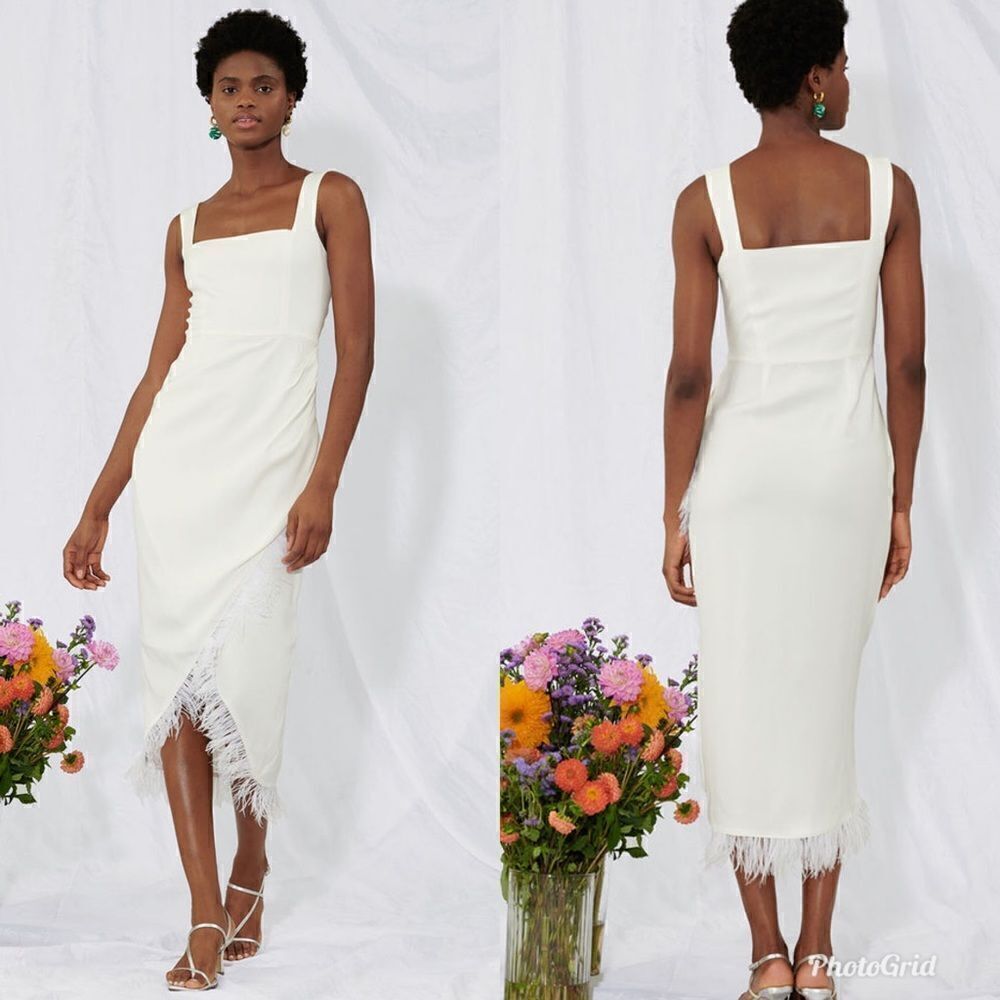 REVOLVE SAYLOR CAYLIN Bridal Wedding Engagement Ostrich Feather Wrap DRESS